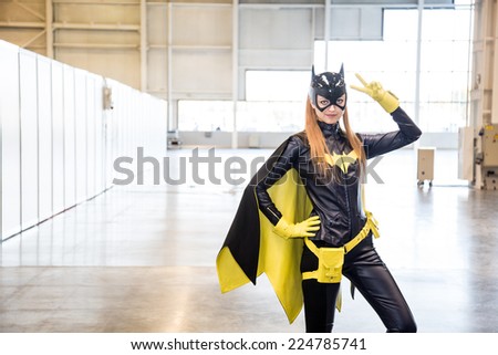 MOSCOW, RUSSIA, October 4: Comic Con attendee poses in the costume during Comic Con 2014 at The Crocus Center on October 4, 2014 in Moscow, Russia.