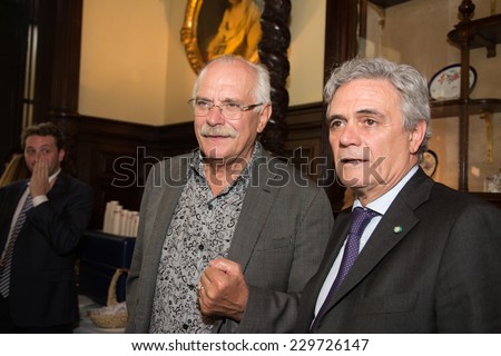 MOSCOW - JUNE, 20: T.Semina and Press conference Russian Italian film Amori elementari. Welcome reception at the Embassy of Italy. June 20, 2014 in Moscow, Russia