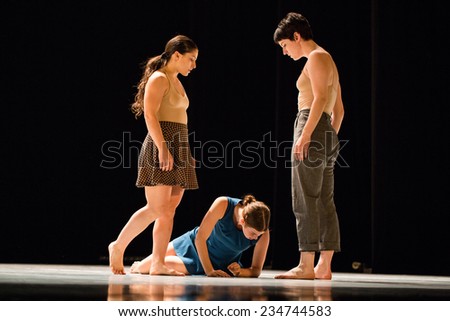 MOSCOW - NOVEMBER, 28: Mouth to Mouth by Danielle Agami. Rehearsal. Festival of  Contemporary choreography \