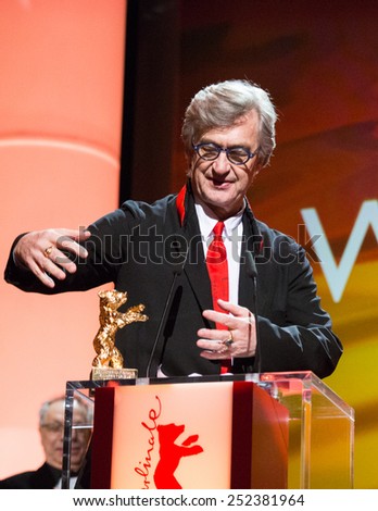 BERLIN, GERMANY - FEBRUARY 12: Wim Wenders receives the Honorary Golden Bear for his lifetime achievement. 65th Berlin Film Festival at Berlinale Palace on February 12, 2015 in Berlin, Germany