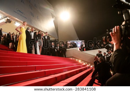 Charlize Theron, Tom Hardy and film team attend the \'Mad Max: Fury Road\' premiere during the 68th annual Cannes Film Festival on May 14, 2015 in Cannes, France.