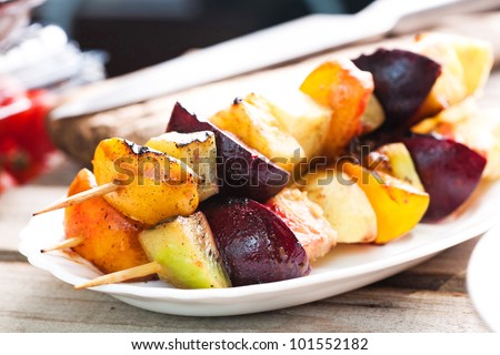 Grilled fruits on a stick