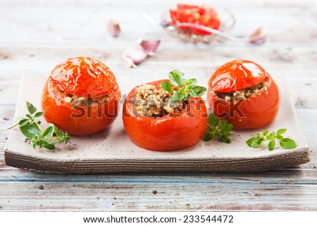 Stuffed tomatoes with meat and vegetables