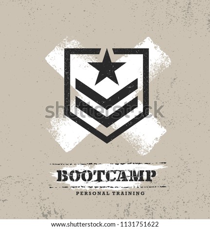 Fitness Body Training Extreme Sport Outdoor Bootcamp Rough Vector Concept. Creative Textured Design Elements On Distressed Grunge Background. 