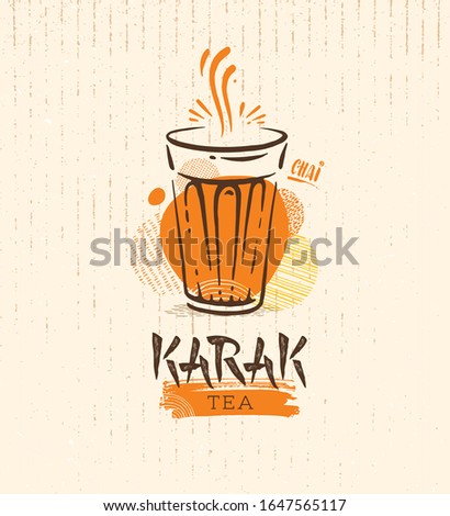 Karak Milk Chai Illustration On Organic Background. Spicy Hot Tea Design Element Vector Design