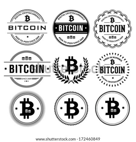 Bitcoin digital currency creative vector design elements. Stylish illustrative money badges and emblems
