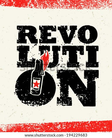Revolution Grunge Molotov Cocktail Creative Typography Vector Concept on Paper Background