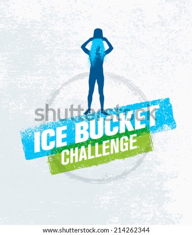 Ice Bucket Challenge Social Media Charity Activity. Creative Vector Design Element on Grunge Background. 