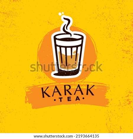 Karak Milk Chai Illustration On Organic Background. Spicy Hot Tea Design Element Vector Design	