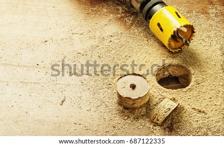 Similar – Image, Stock Photo Skilled woodworker using milling machine while working with lumber in contemporary workroom