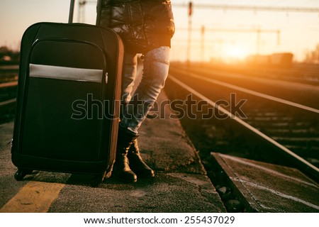 Traveler woman with train