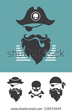 Pirate head symbols with skull and crossed bones