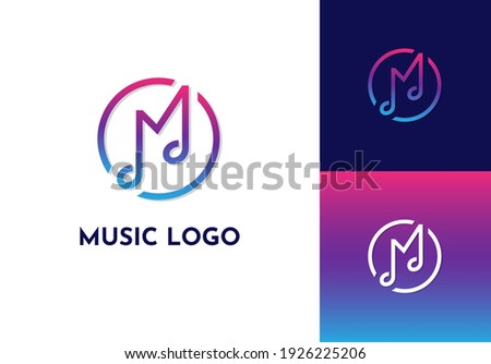 Music logo concept with two musical notes in an M letter shape.