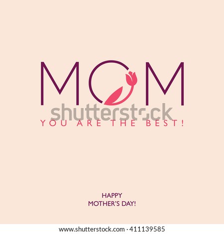 Creative design for Mothers Day or Birthday greeting card, banner or poster with abstract tulip flower round symbol like O