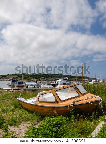 Old boat on land