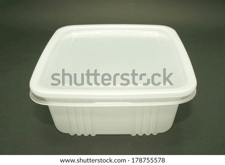 Plastic food box isolated on black background