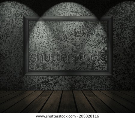 Background of concrete wall with picture frame texture