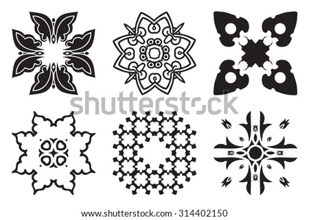 Set hand drawing decorative mandala elements. Logo template. Vector arabic ornamental symbols