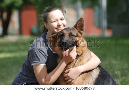 Similar – Image, Stock Photo German Sheppard dog posing at the boat
