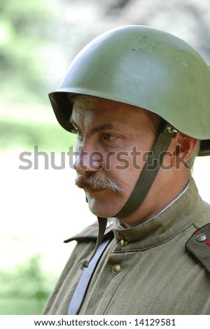 Soviet military uniform at WW2 time. Memory day of War begining. 21 june 2008 near Kiev