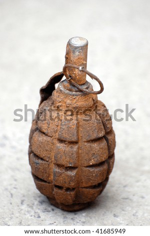 Old rusted Soviet World War II hand grenade F-1