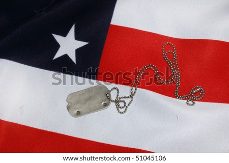Dog tag on American Flag.Freedom is not free