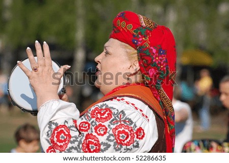 KIEV, UKRAINE - MAY 2: Ukraine annual folk culture festival. Folk singer wear historical Ukrainian costume May, 2010 in Kiev, Ukraine