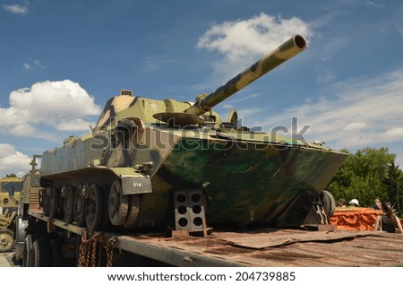 KIEV, UKRAINE - JULY 13, 2014. Weapon of the Civil War in Ukraine. July 13, 2014 Kiev, Ukraine