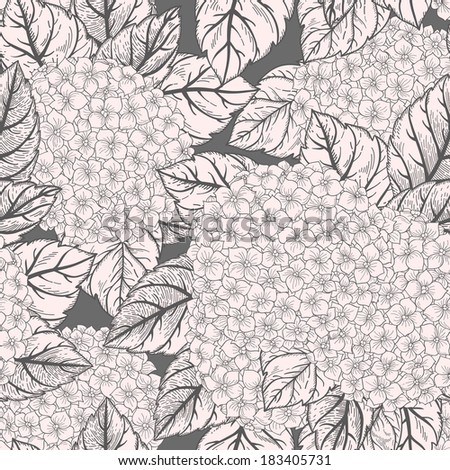 Seamless vector pattern with flowers hydrangeas. Seamless pattern can be used for wallpapers, fabric, pattern fills, web page backgrounds, surface textures.