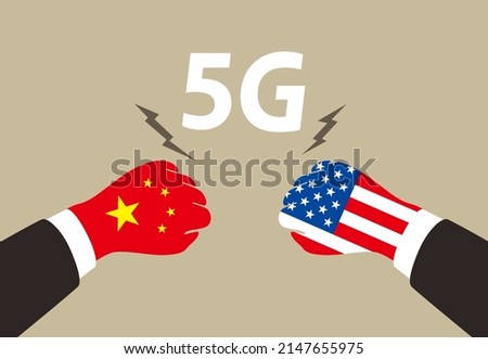 American and China business fighting for 5G ,  vector illustration