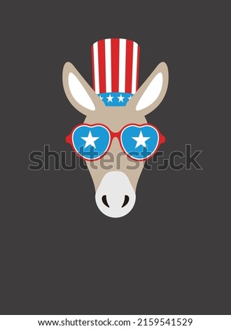 Portrait of donkey, wearing something, like Democratic Party US, cool style