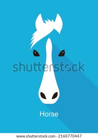 Horse face flat icon design. Animal icons series, vector illustration