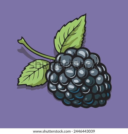 Blackberry fruit illustration in realistic vector design with shadow.