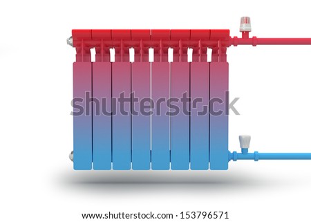 The circulation of heat flow in the radiator heating system.