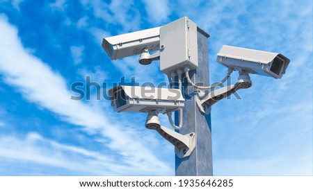 Similar – Image, Stock Photo Pole with city cameras against blue sky