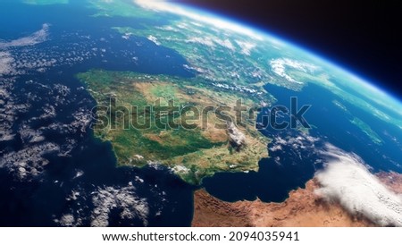 Similar – Image, Stock Photo cinematic View earth planet europe night Earth in space 3D rendering elements of this image furnished by NASA. Civilization. view from dark space 3d illustration.realistic earth surface and world map