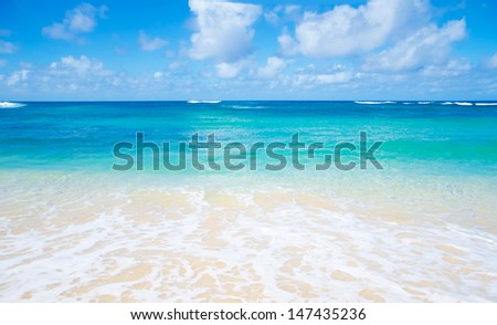 Gentle waves on the sandy beach in Hawaii, Kauai