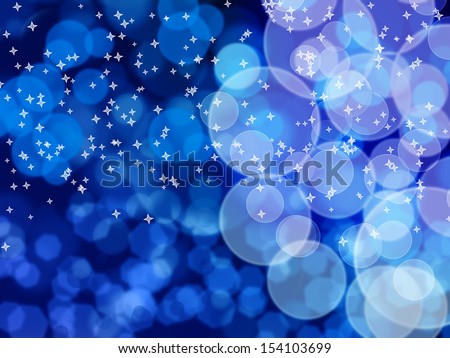White bokeh on blue phone - abstract background.