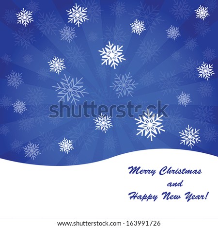 Blue Christmas background with rays and snowflakes