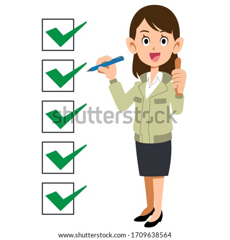 Woman in workwear with completed checklist