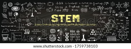 Hand drawn about STEM on chalkboard. Vector illustration Stockfoto © 