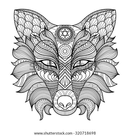 Detail Zentangle Fox Coloring Page Stock Vector 320718698 : Shutterstock