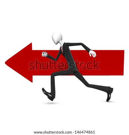 Human business character running to success