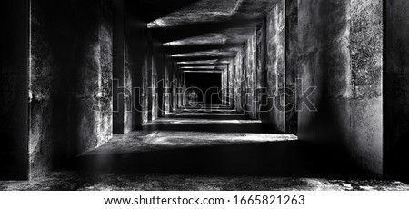 Similar – Image, Stock Photo black and white tunnel with lights and stones