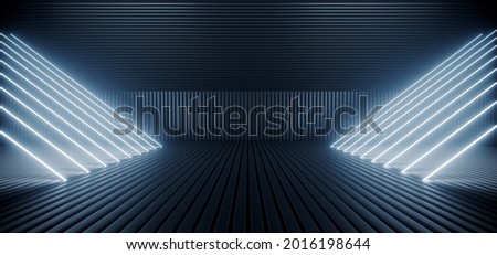 Similar – Image, Stock Photo Dark tunnel illuminated by red neon light