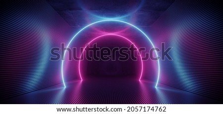 Similar – Image, Stock Photo Dark tunnel illuminated by red neon light