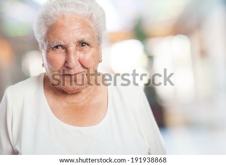 portrait of an adorable old woman face closeup