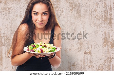 Similar – Image, Stock Photo A young Mediterranean girl among the red leaves of the trees, with shadows of leaves falling on her