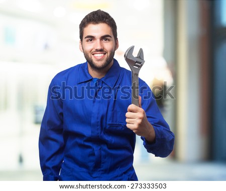 mechanic man with wrench