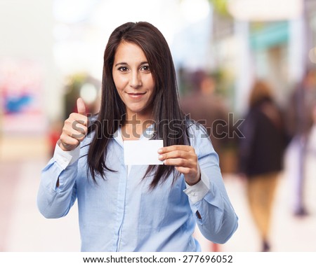 woman with visit card